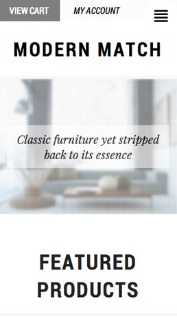 CoreCommerce Modern Match Ecommerce Theme preview &mdash; Mobile